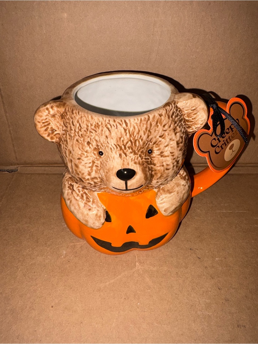 Creepy Critters Bear Holding Pumpkin Halloween Mug Brand New Summerween